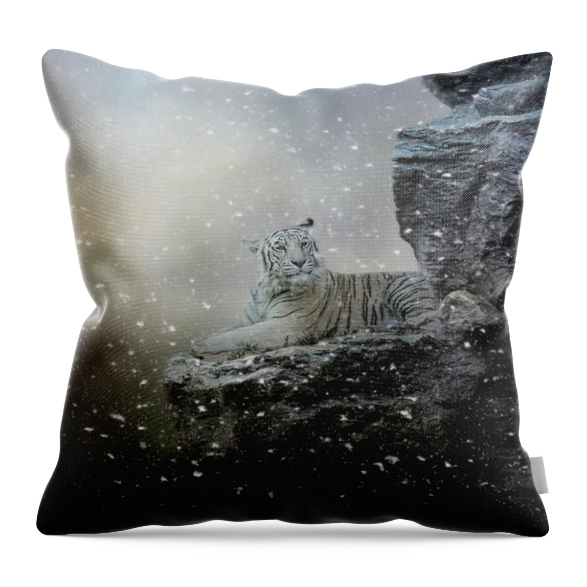 White Tiger Throw Pillow featuring the photograph A Time Of Rest by Jai Johnson