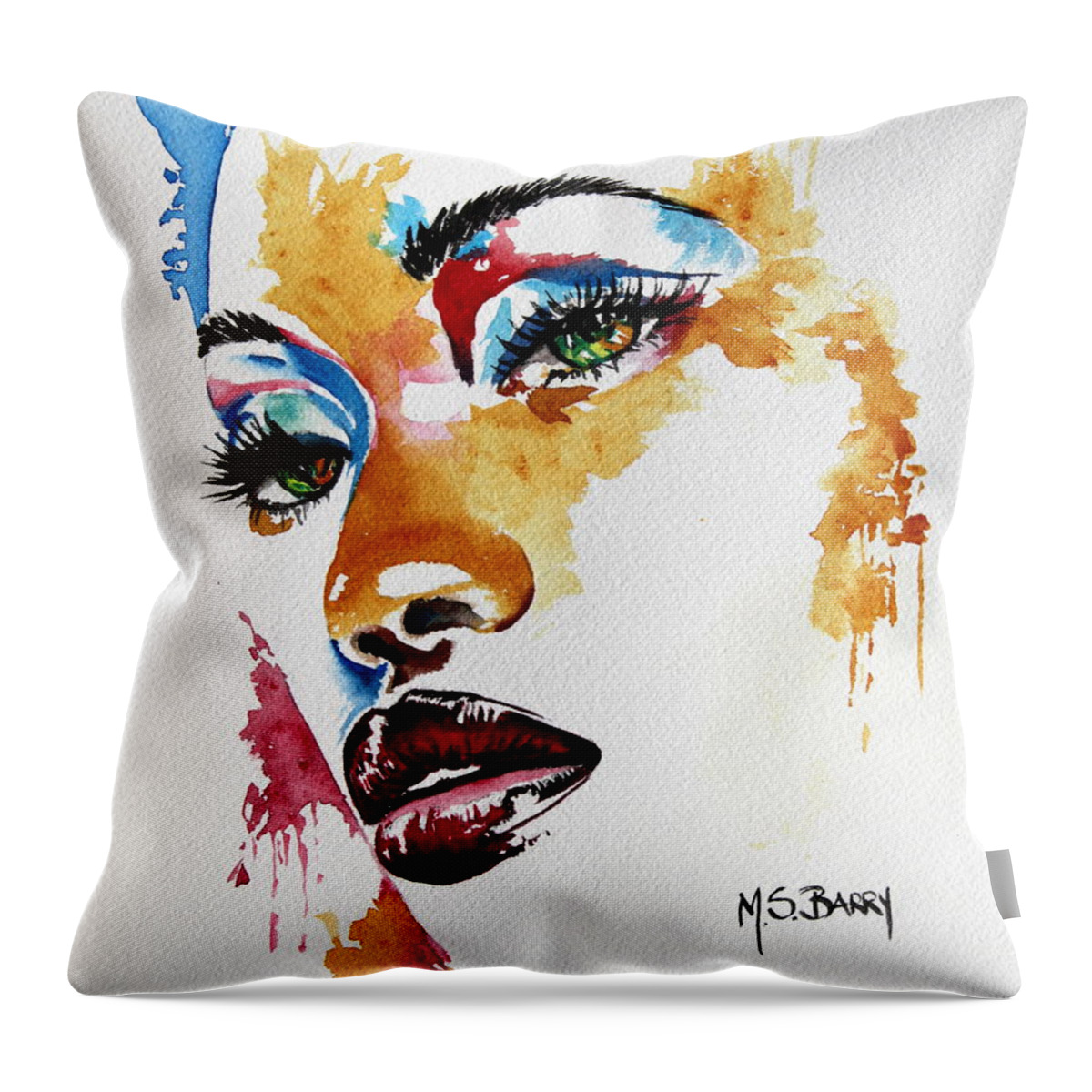 African American Woman Throw Pillow featuring the painting A Woman of Color by Maria Barry