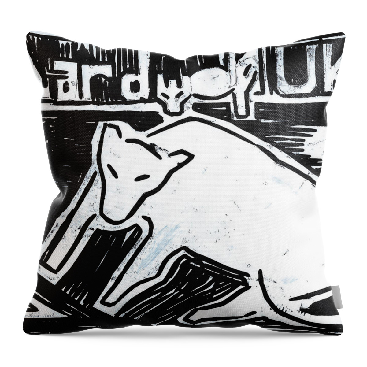 Aardwolf Throw Pillow featuring the relief Aardwolf UK by Edgeworth Johnstone