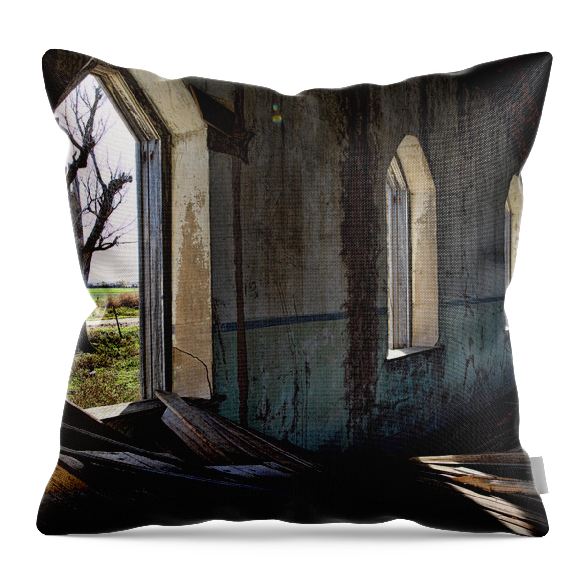 Church Throw Pillow featuring the photograph Abandoned Church #2 by Ron Weathers
