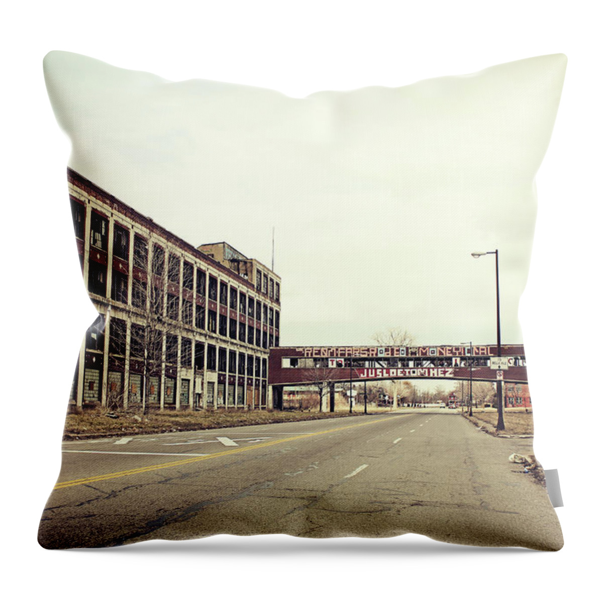 Detroit Throw Pillow featuring the photograph Abandoned Detroit Packard Plant by Hillaryfox