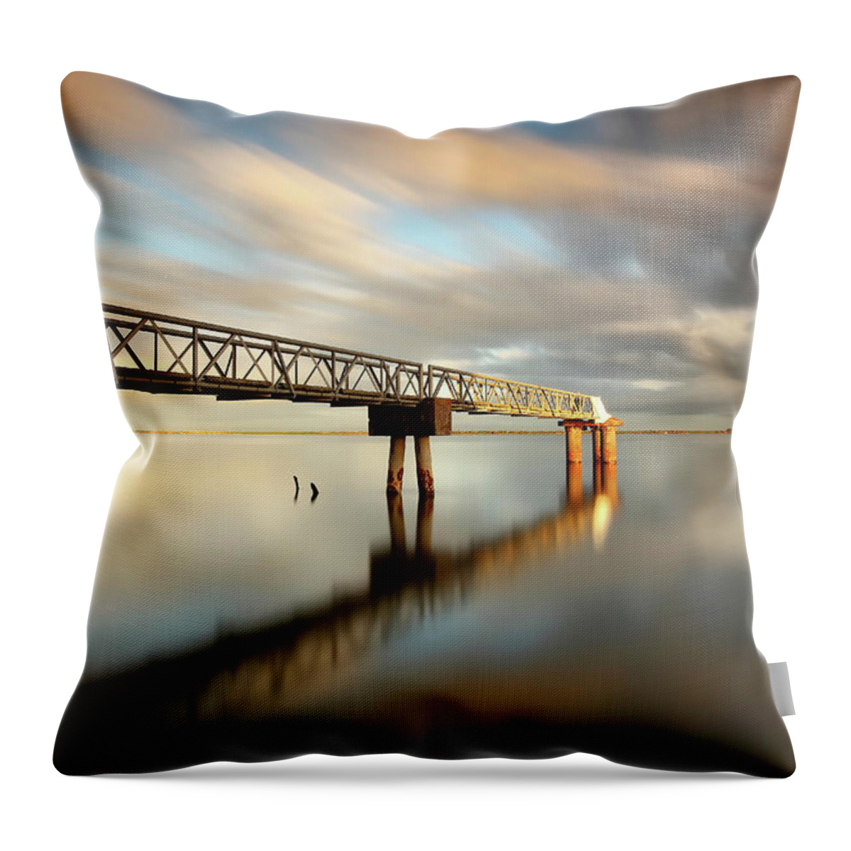 Scenics Throw Pillow featuring the photograph Abandoned Pier by Searching For The Light
