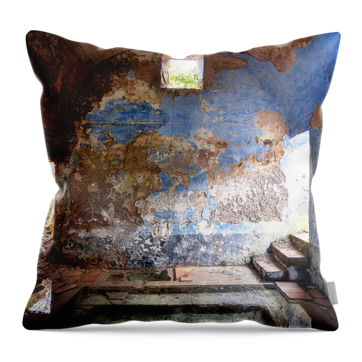 Urban Throw Pillow featuring the photograph Abandoned Spa with Water by Roman Robroek