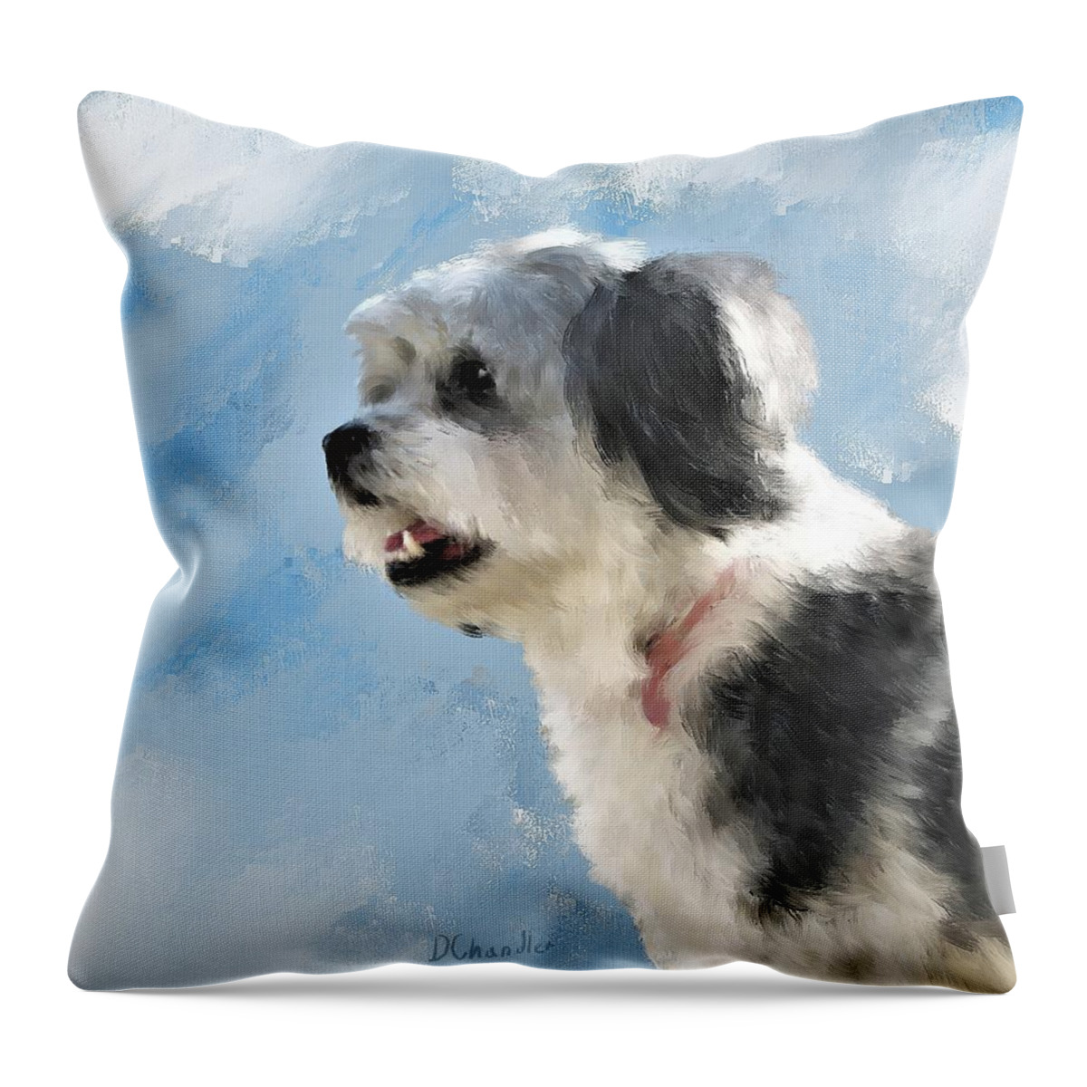 Dog Throw Pillow featuring the painting Abby 1 by Diane Chandler