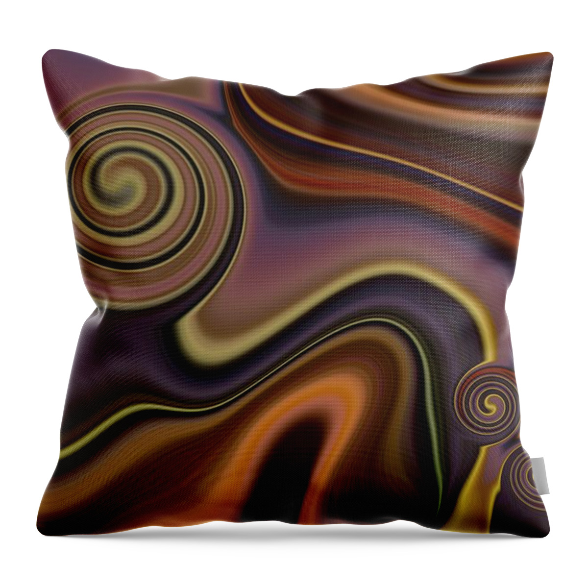 Abstract Throw Pillow featuring the painting Abstract Art - Orange and brown Fluid Painting Marble Pattern by Patricia Piotrak
