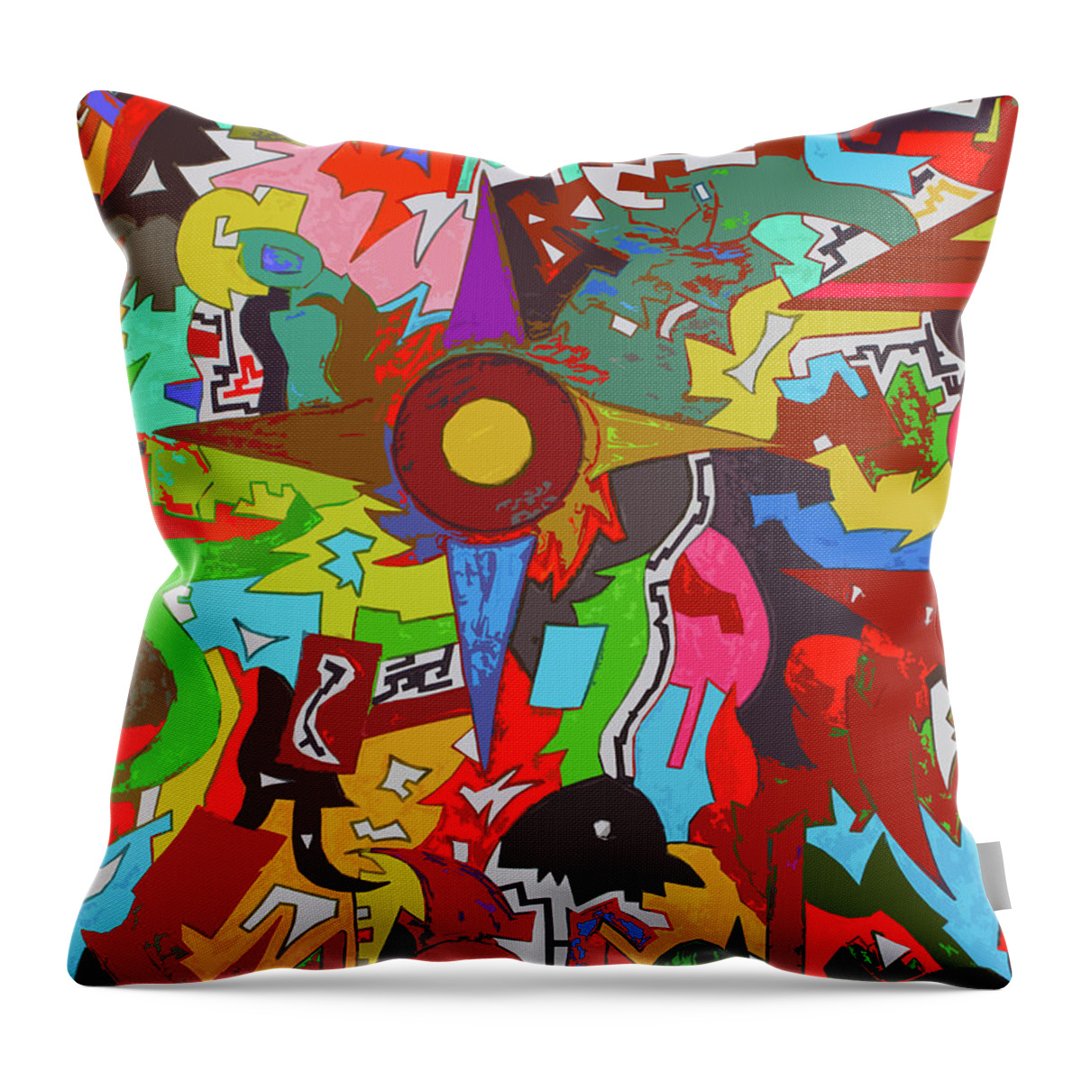 Cubism Throw Pillow featuring the painting Abstract Aztec Calendar by Robert Margetts