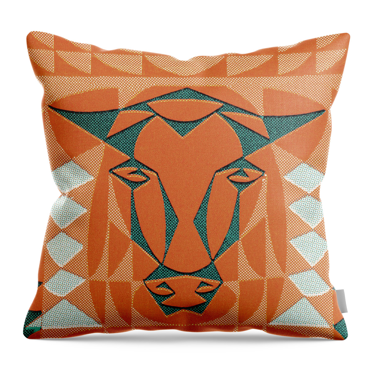 Abstract Throw Pillow featuring the drawing Abstract Bull by CSA Images