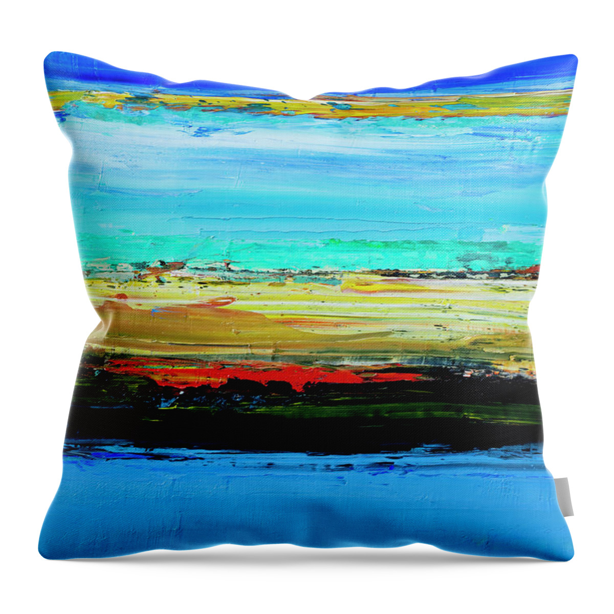 Oil Painting Throw Pillow featuring the photograph Abstract Painted Blue And Green Art by Ekely