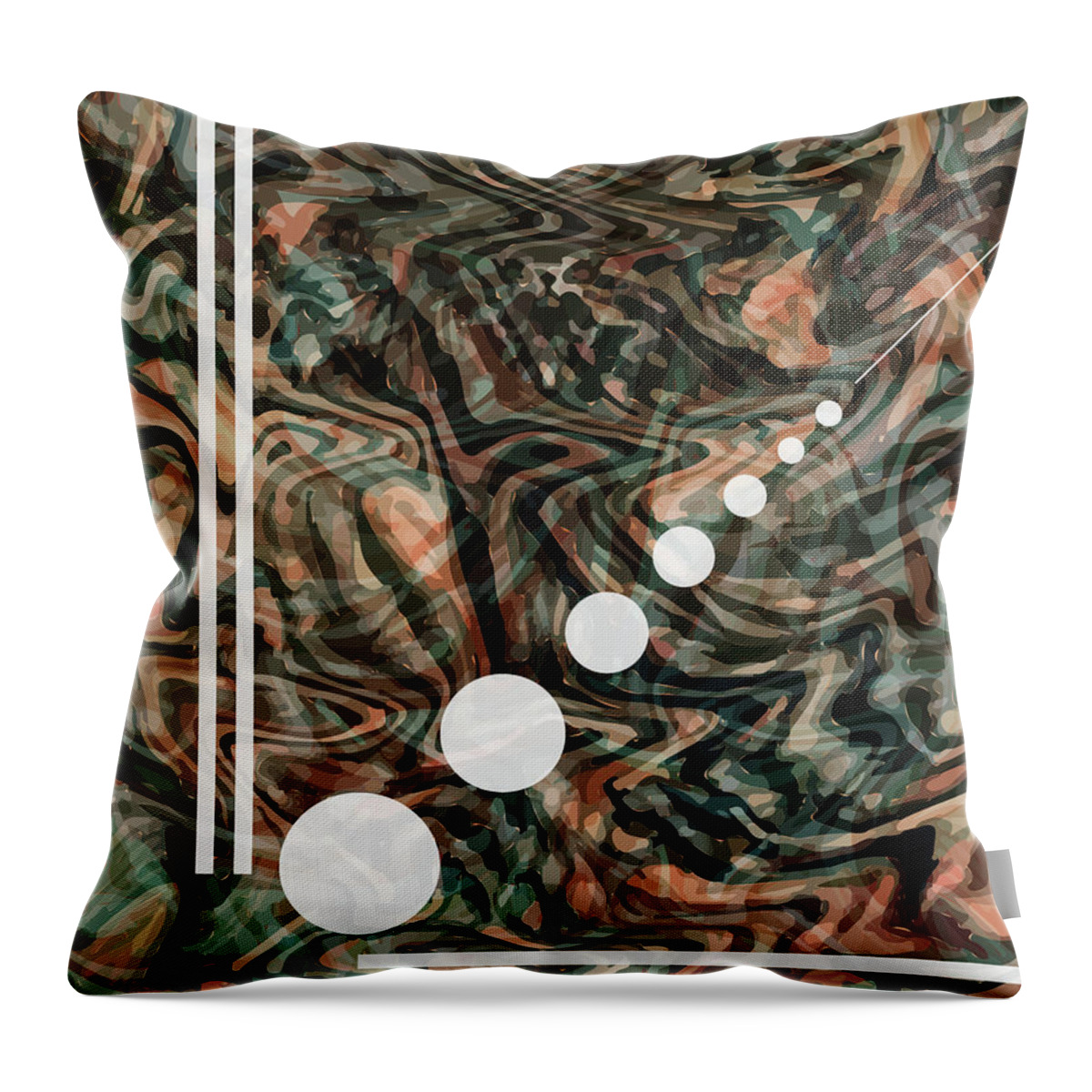Abstract Throw Pillow featuring the mixed media Abstract Painting - Flow 1 - Fluid Painting - Brown, Black Abstract - Geometric Abstract - Marbling by Studio Grafiikka