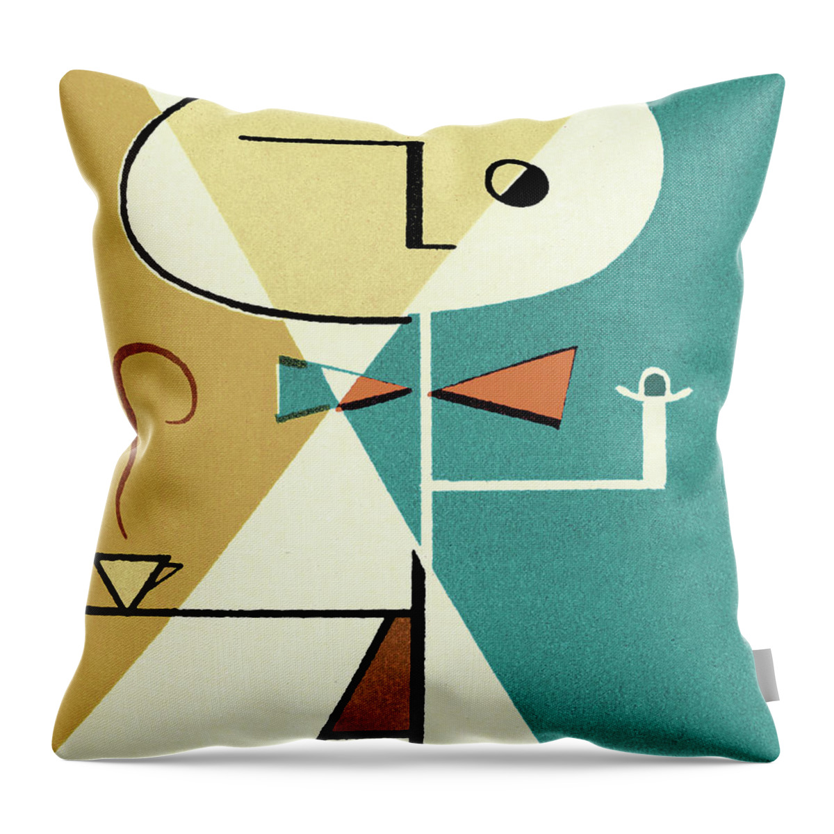 Abstract Throw Pillow featuring the drawing Abstract Person with Coffee by CSA Images