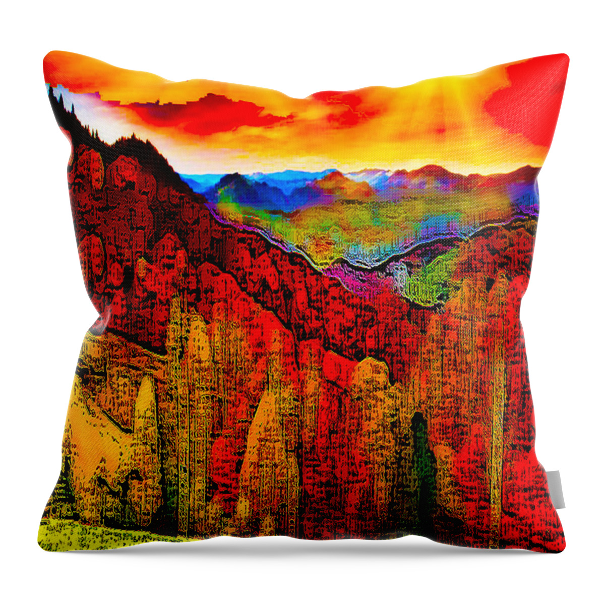 Abstract Landscape Throw Pillow featuring the digital art Abstract Scenic 3a by Bruce IORIO