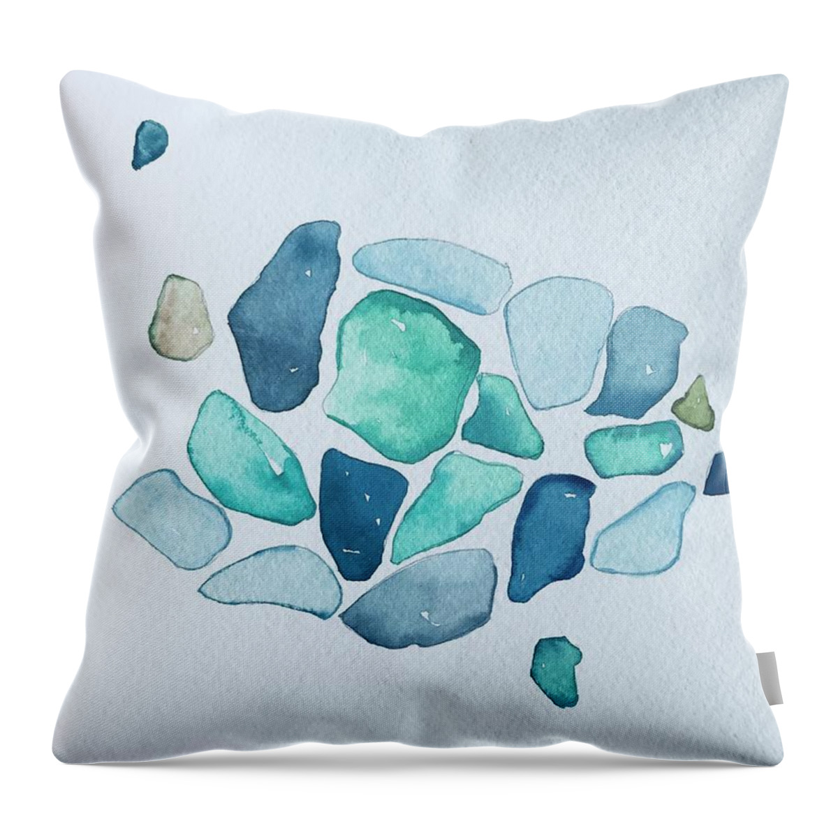 Sea Throw Pillow featuring the painting Abstract Sea Glass by Luisa Millicent