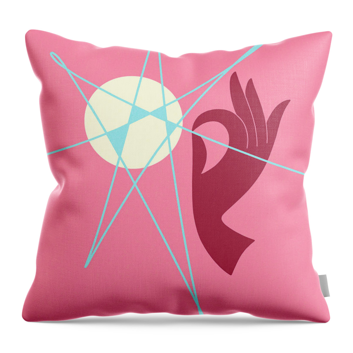 Abstract Throw Pillow featuring the drawing Abstract Star and Hand by CSA Images