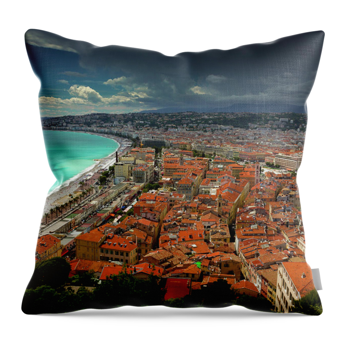 Tranquility Throw Pillow featuring the photograph Across The Rooftops by Andrew Turner