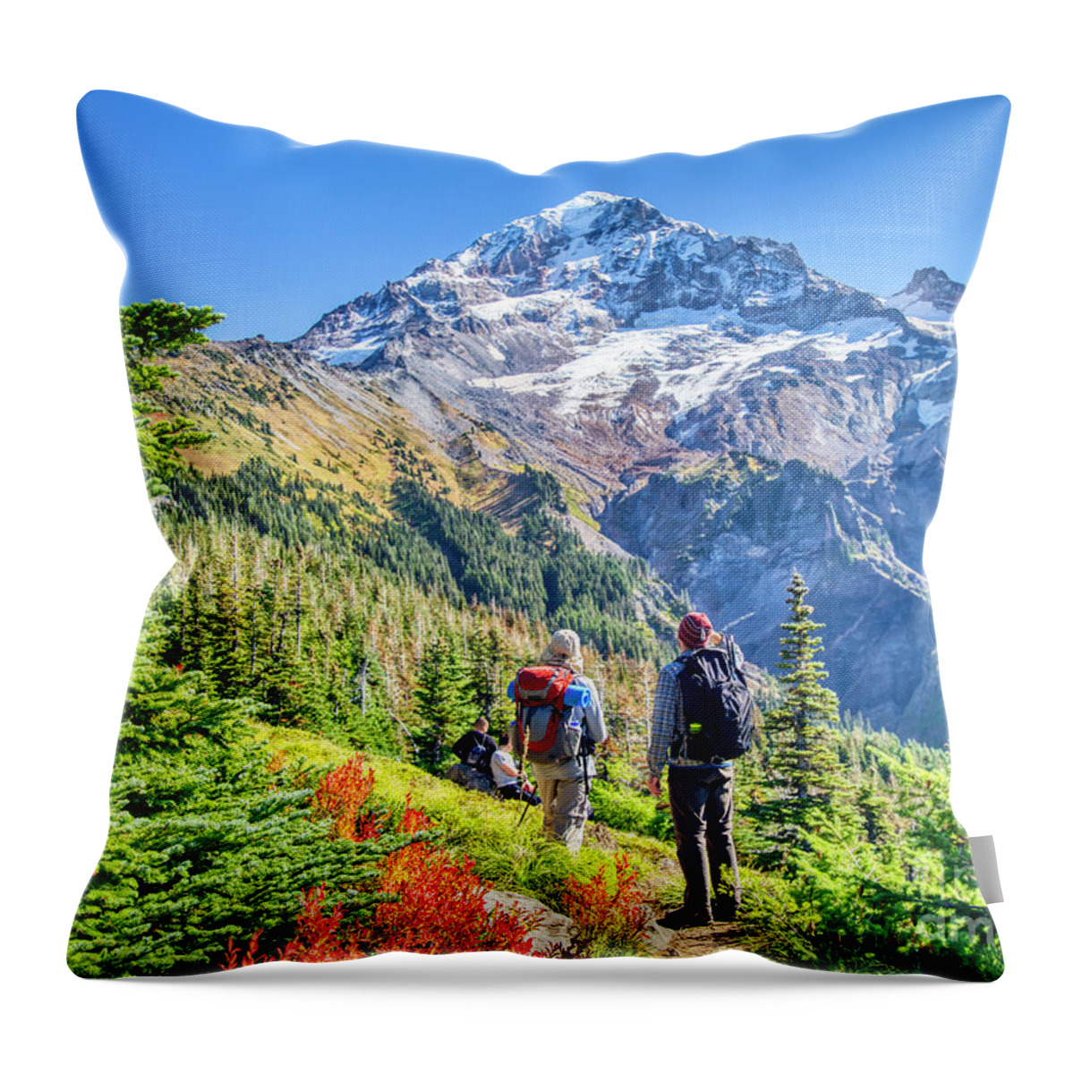 Mt Hood Throw Pillow featuring the photograph Admiring the View of Mt. Hood by Bruce Block