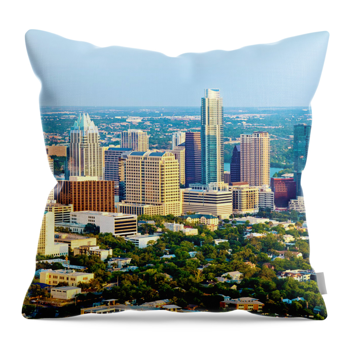 Scenics Throw Pillow featuring the photograph Aerial View Of Austin Texas Skyline In by Dszc