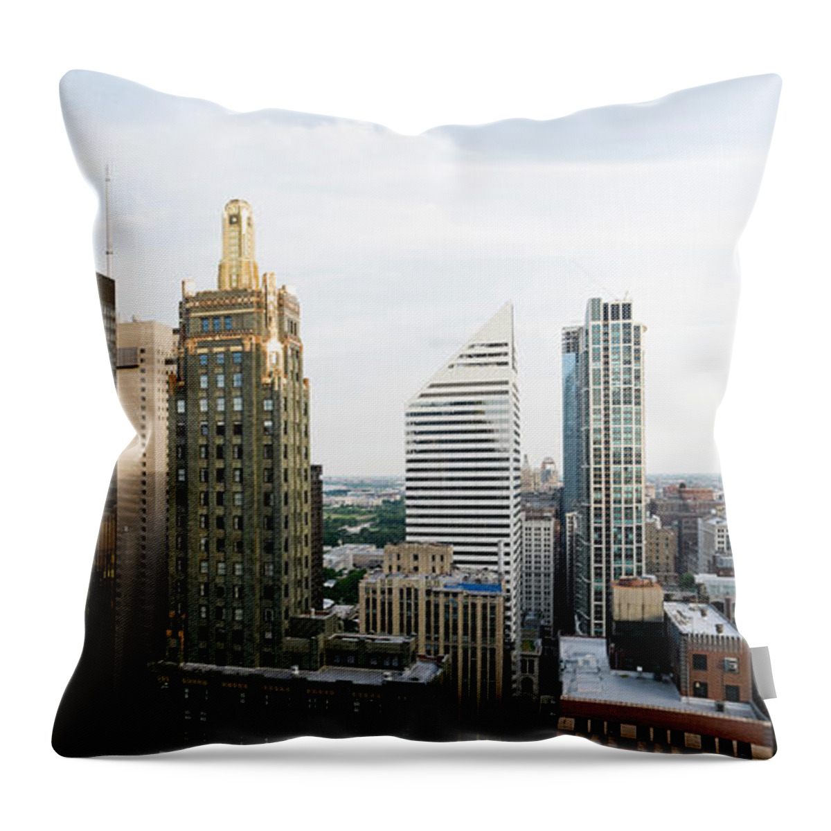 Scenics Throw Pillow featuring the photograph Aerial View Of Downtown Chicago by Chrisp0