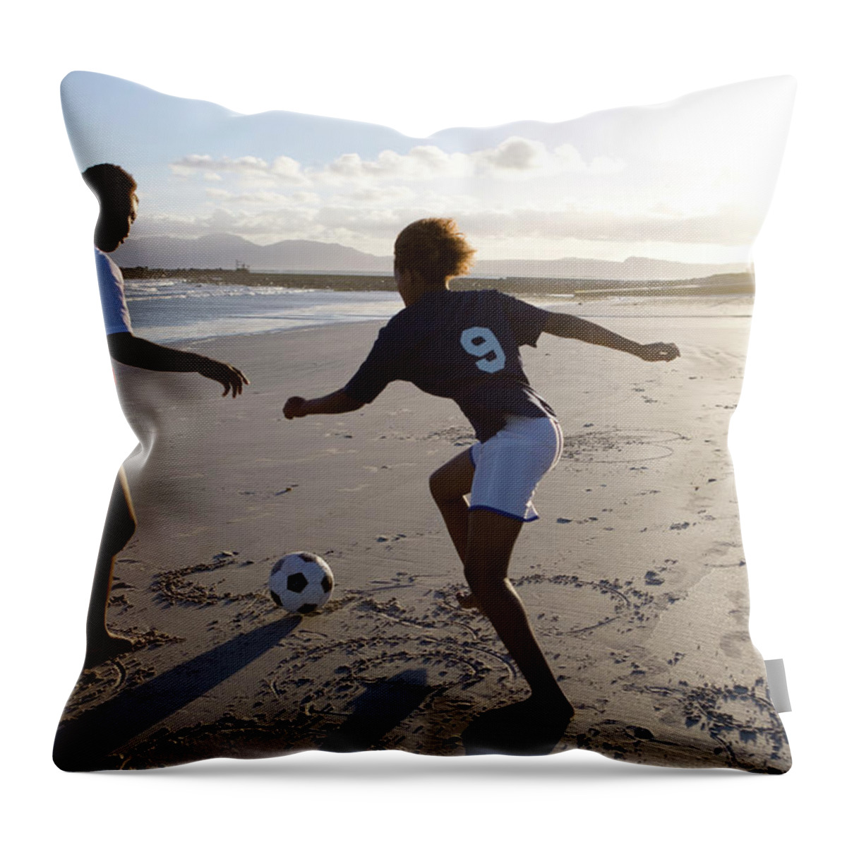 Shadow Throw Pillow featuring the photograph African Children Playing Football by Alistair Berg