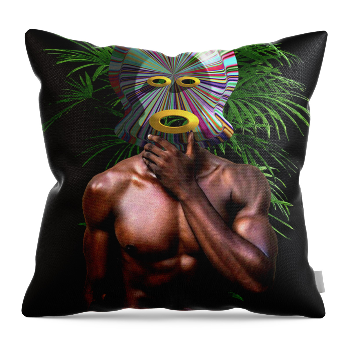 Masks Throw Pillow featuring the digital art African Masked Man by Walter Neal