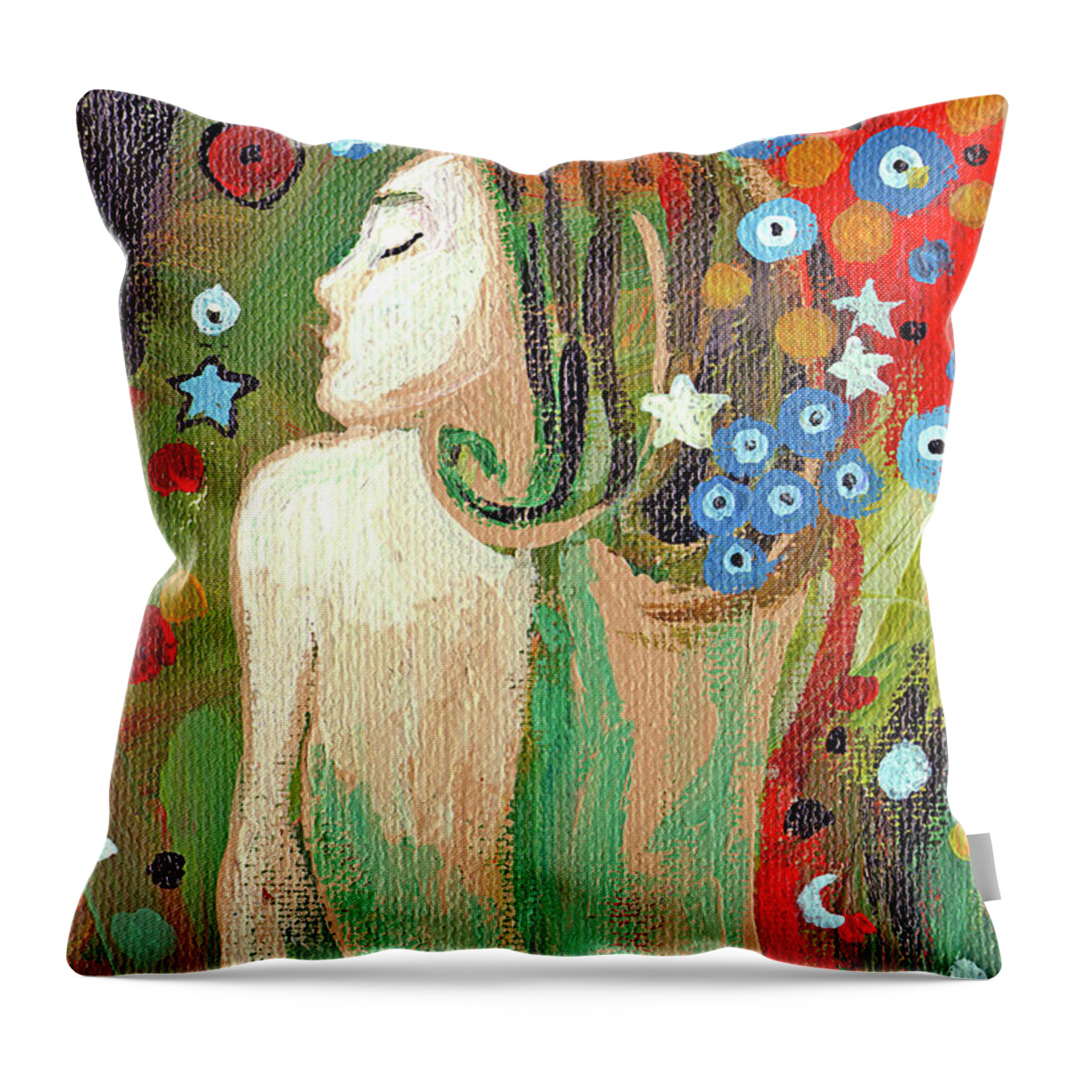 Afterkllimt Throw Pillow featuring the painting After Klimt by Genevieve Esson