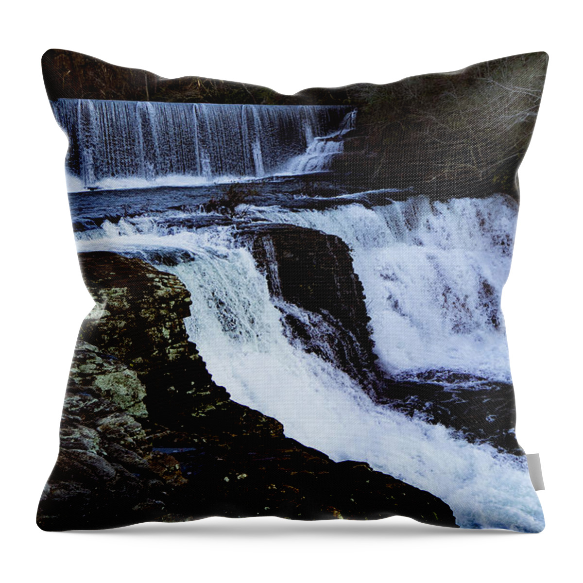Steve Bunch Throw Pillow featuring the photograph Afternoon at De Soto Falls by Steve Bunch
