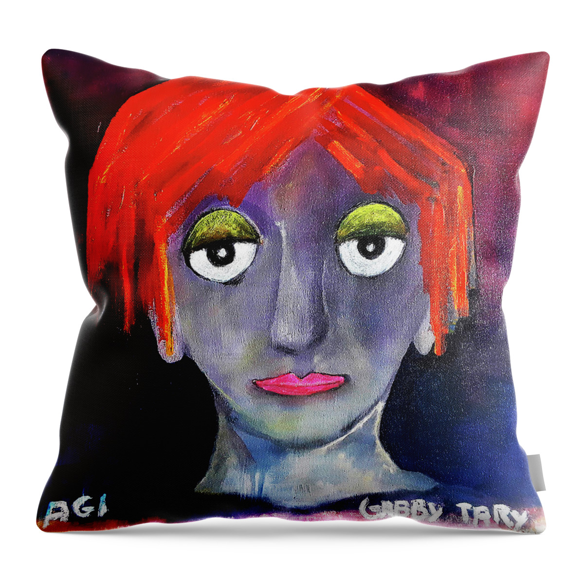 Woman Throw Pillow featuring the painting AGI by Gabby Tary