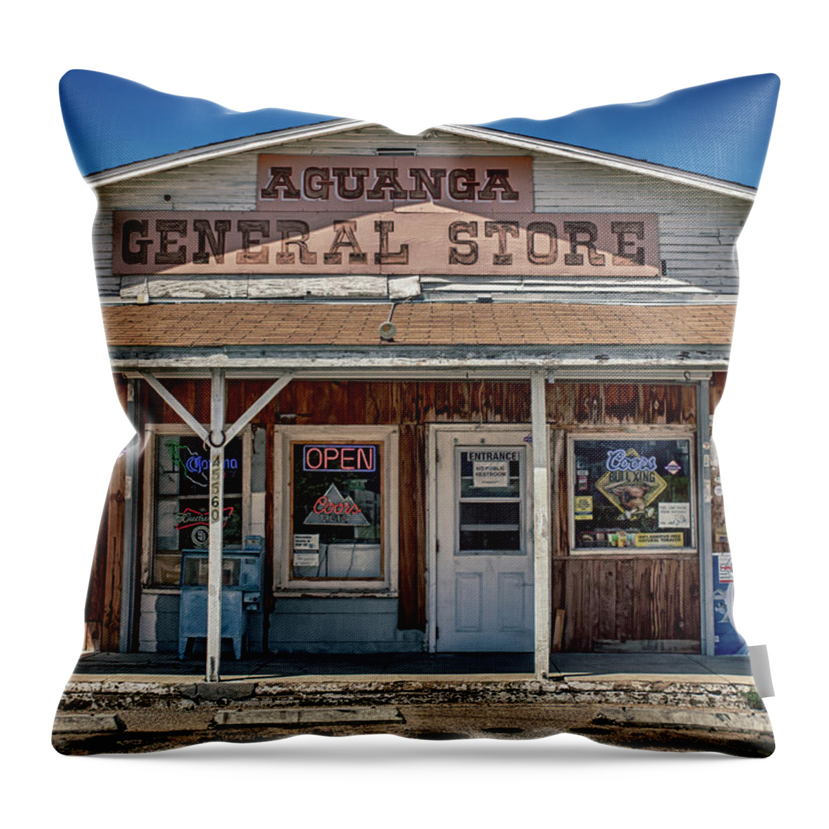 General Store Throw Pillow featuring the photograph Aguanga General Store by Alison Frank