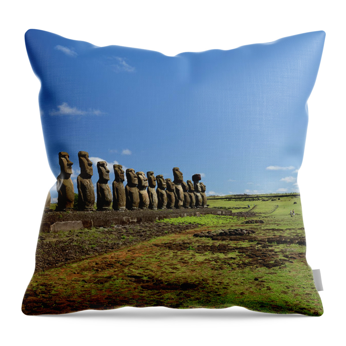 Grass Throw Pillow featuring the photograph Ahu Tongariki by Marko Stavric Photography