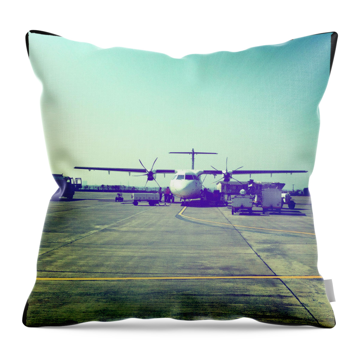 Tranquility Throw Pillow featuring the photograph Aircraft Refueling by Ixefra