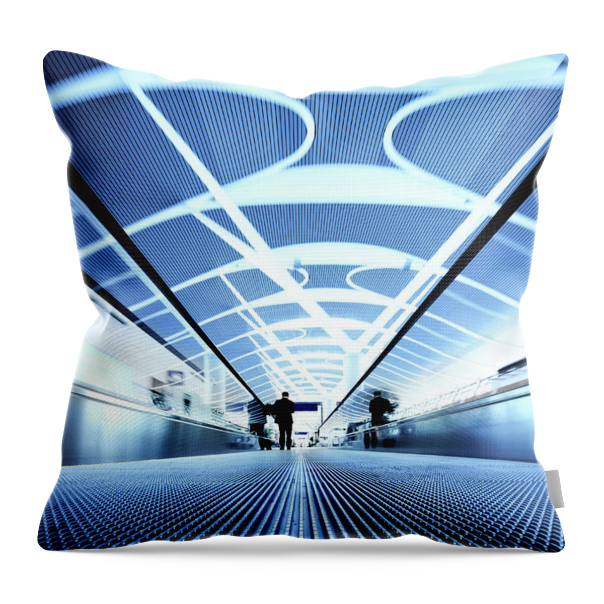 Pedestrian Throw Pillow featuring the photograph Airport Walkway by Nikada