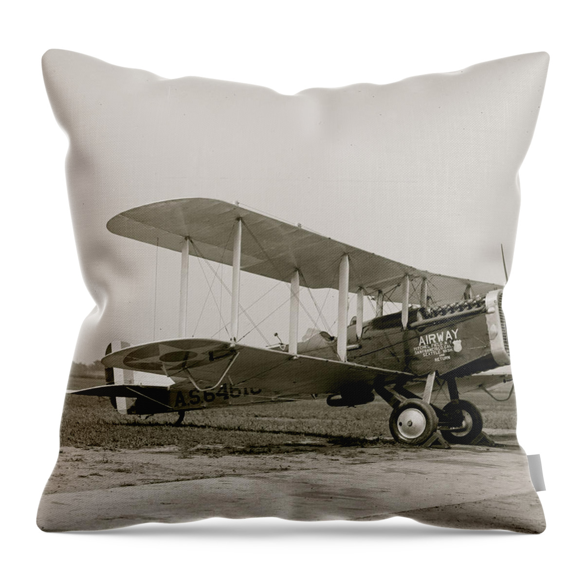 Planes Throw Pillow featuring the painting Airway Airplane 1923 by 