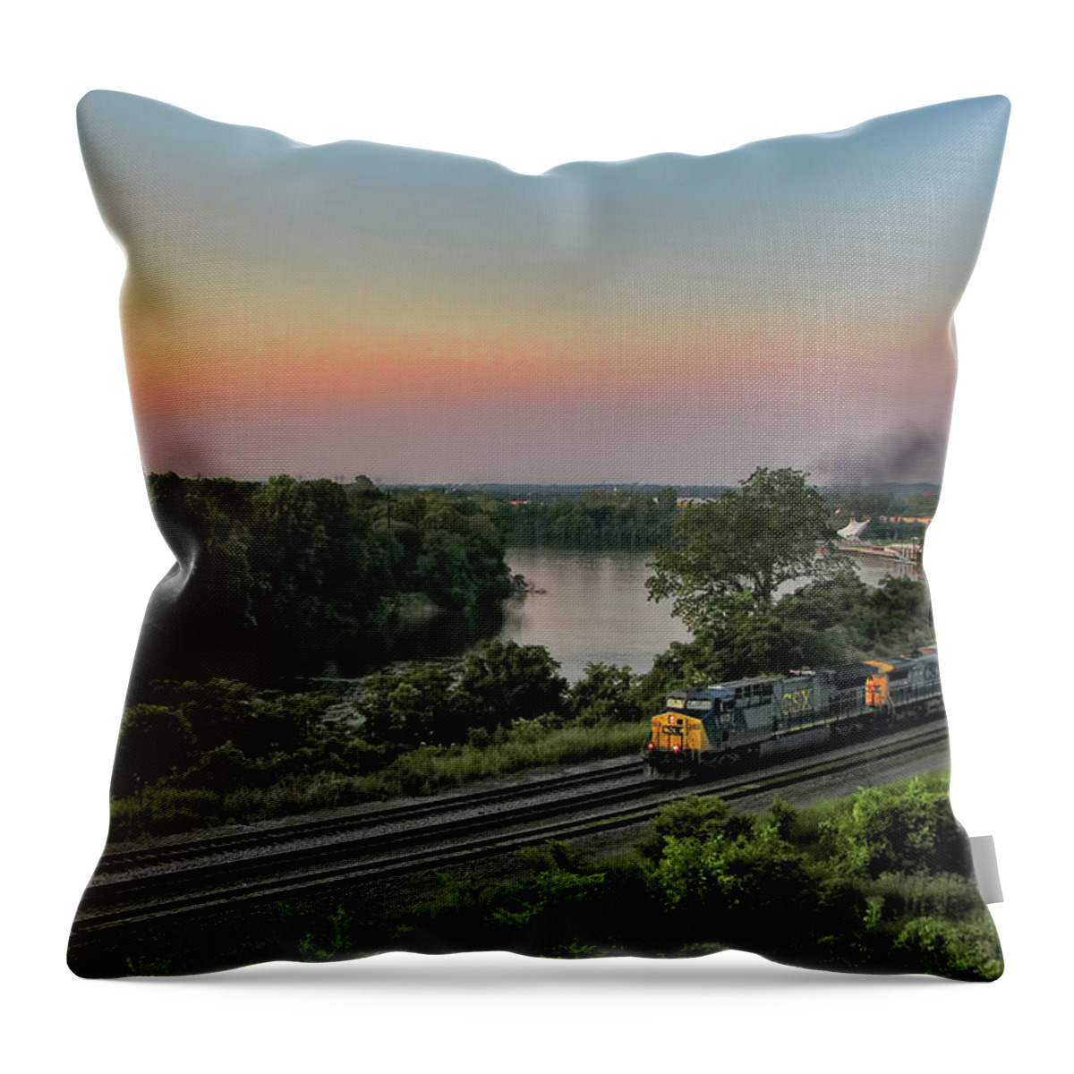 Train Throw Pillow featuring the photograph Alabama River Sunset by Tom Gort