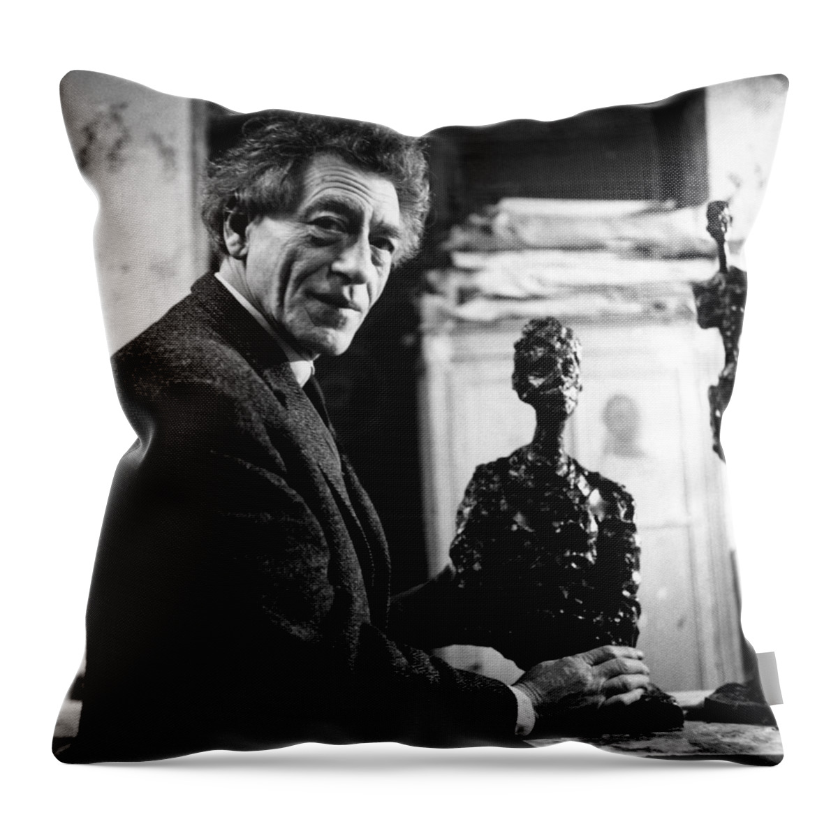 Alberto Throw Pillow featuring the photograph Alberto Giacometti by Gisele Freund