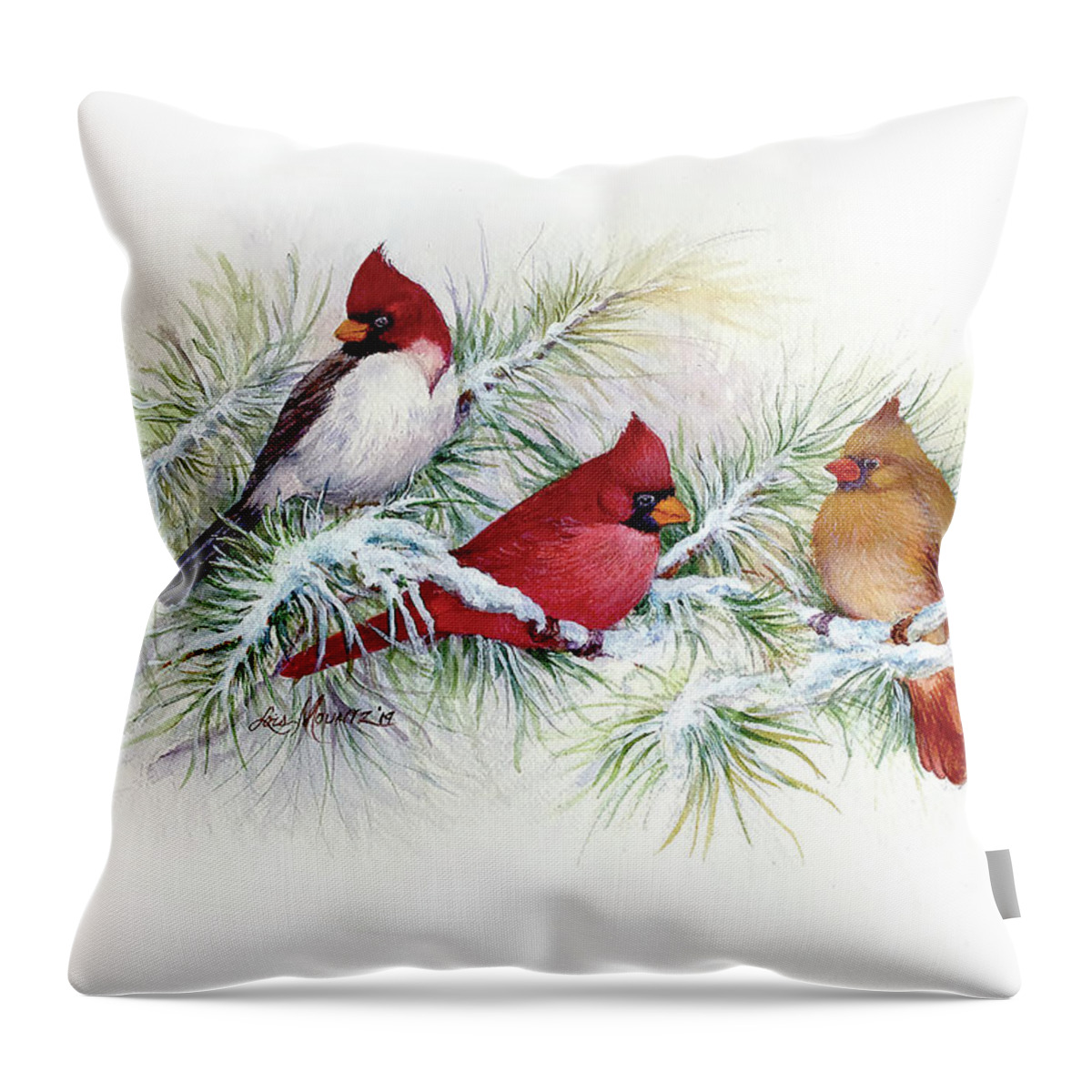 Birds Throw Pillow featuring the painting Albino Visitor by Lois Mountz