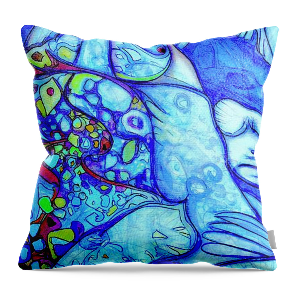  Throw Pillow featuring the painting Alcatraz by Judy Henninger