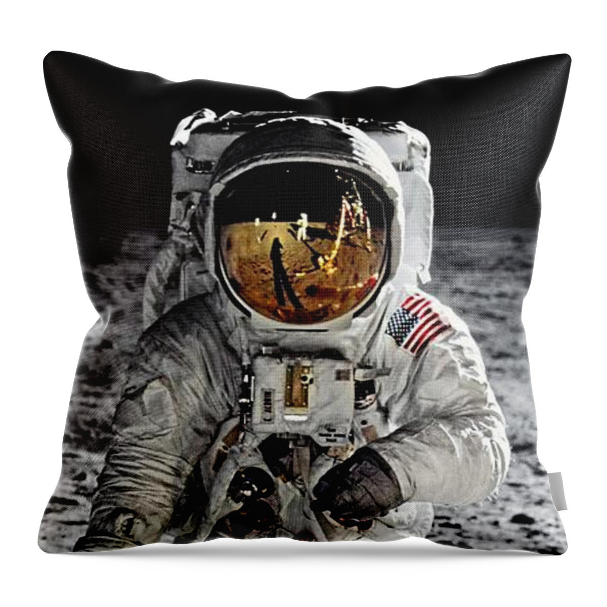 Aldrin Throw Pillow featuring the photograph Aldrin on the Moon by Weston Westmoreland