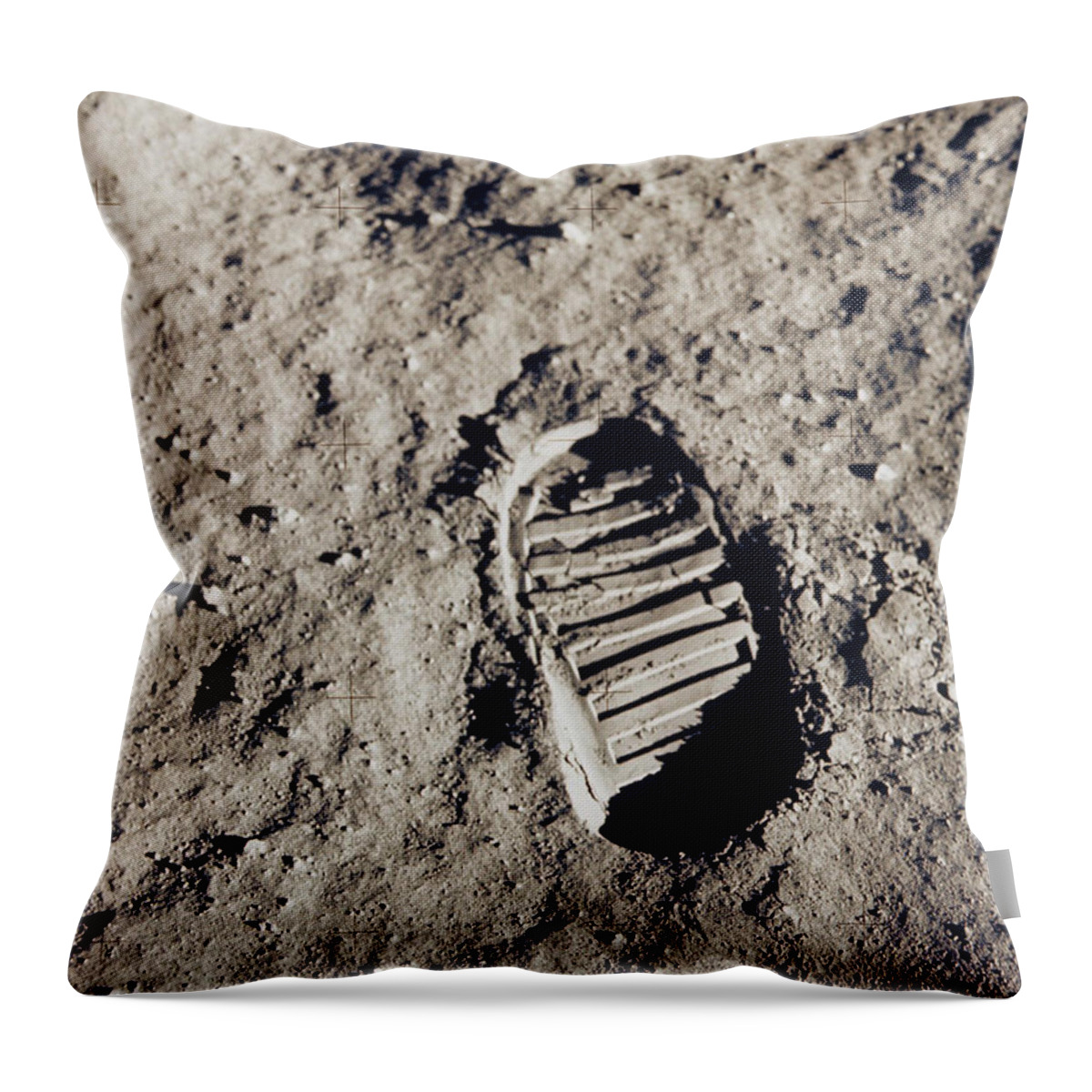 Aldrin Throw Pillow featuring the photograph Footprint On The Moon, 1969 by American School