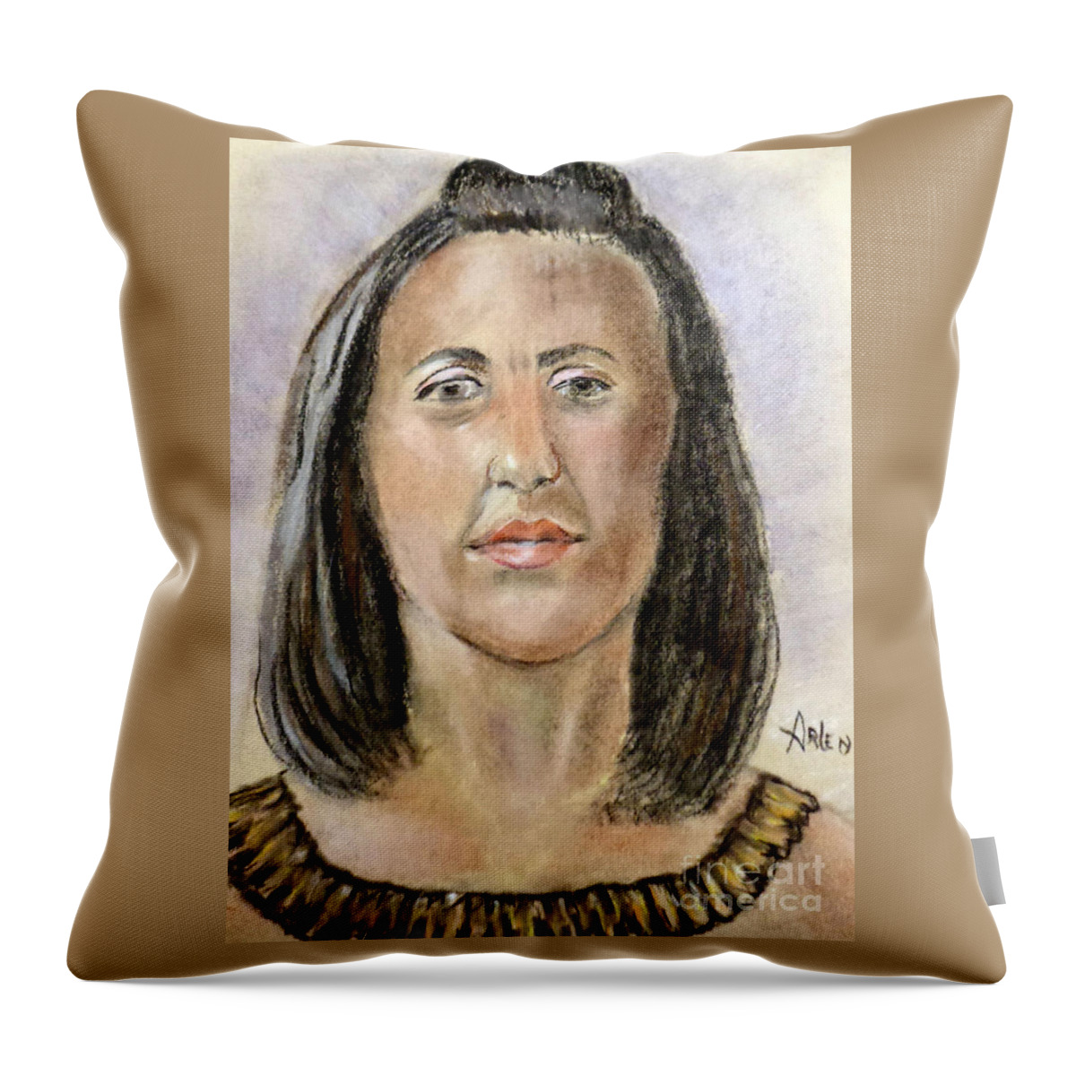 Model Throw Pillow featuring the pastel Alicia by Arlen Avernian - Thorensen