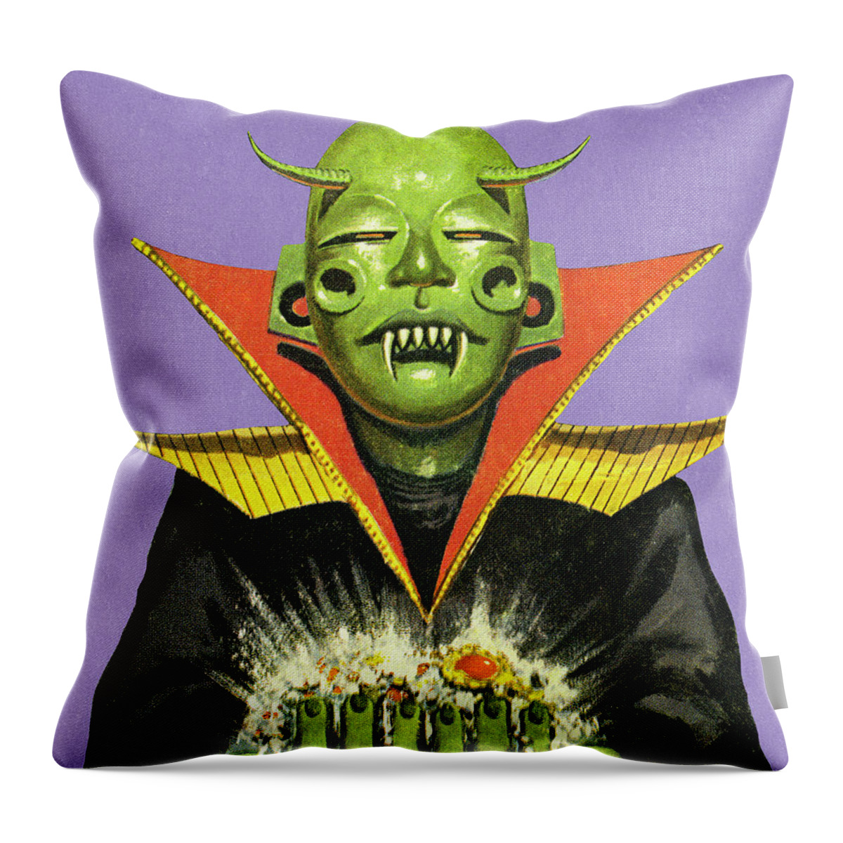 Accessories Throw Pillow featuring the drawing Alien Holding Jewels by CSA Images