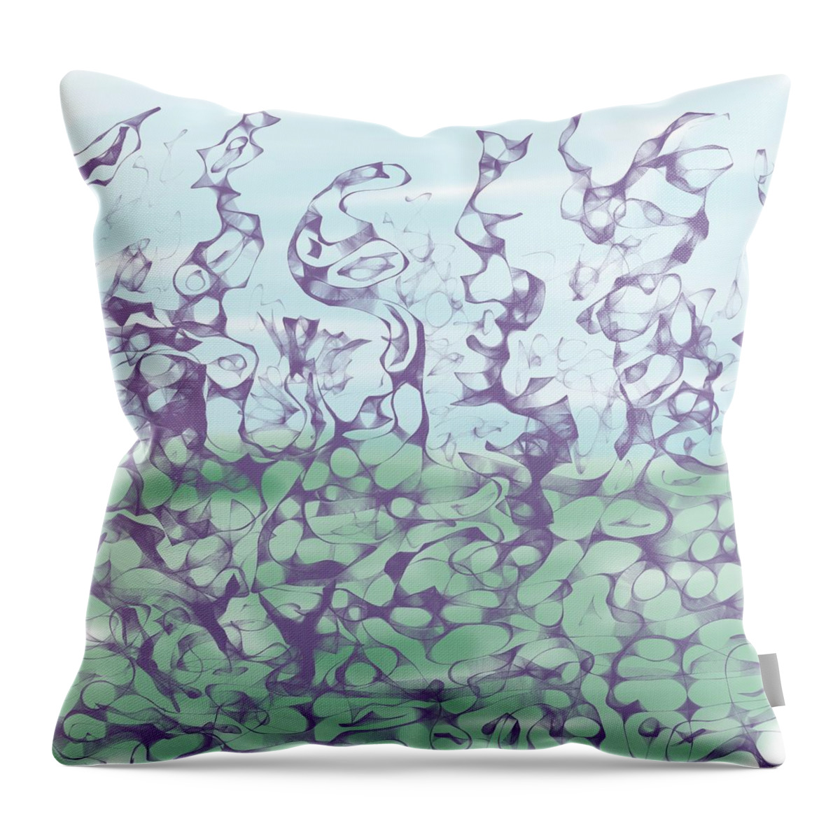 Abstract Throw Pillow featuring the digital art Alien landscape 01 by Jean Evans