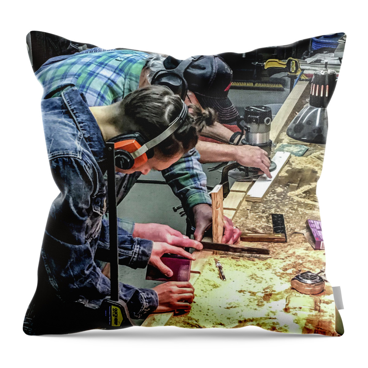 Woodworking Throw Pillow featuring the photograph 069 - All Hands on Deck by David Ralph Johnson