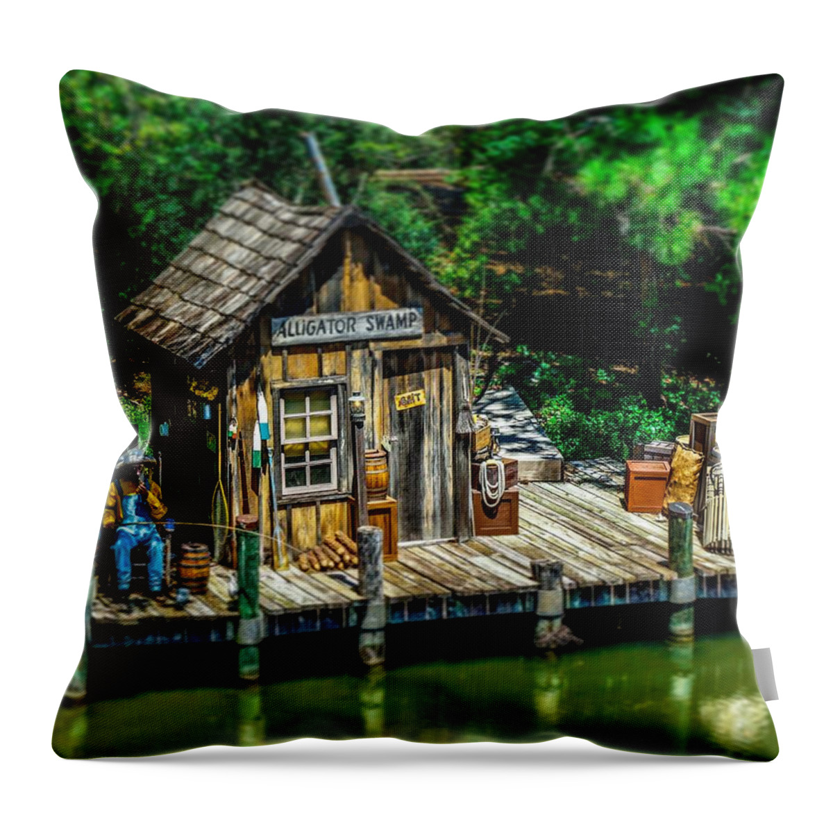  Throw Pillow featuring the photograph Alligator Swamp by Rodney Lee Williams