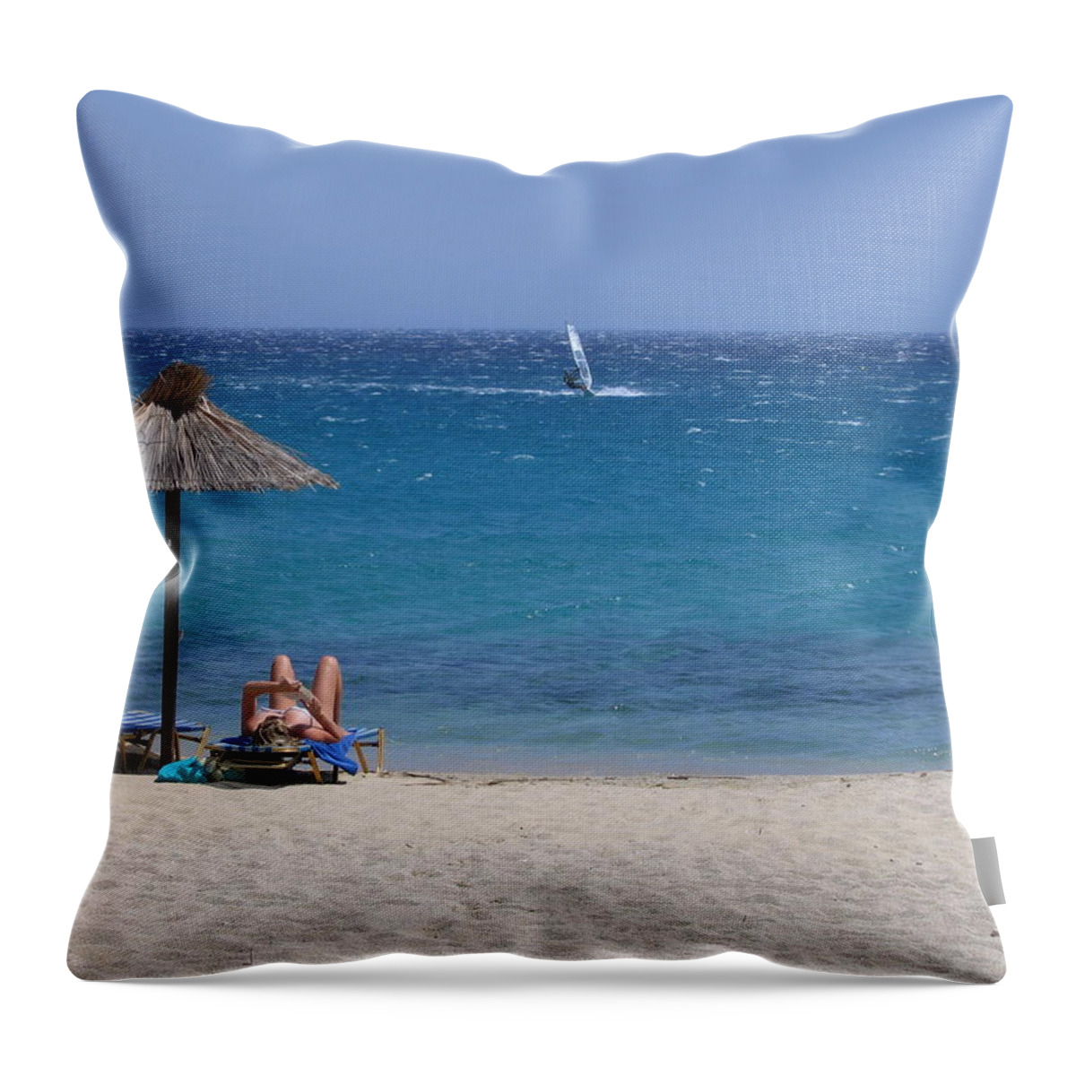 Shadow Throw Pillow featuring the photograph Alone In The Beach by Pedre