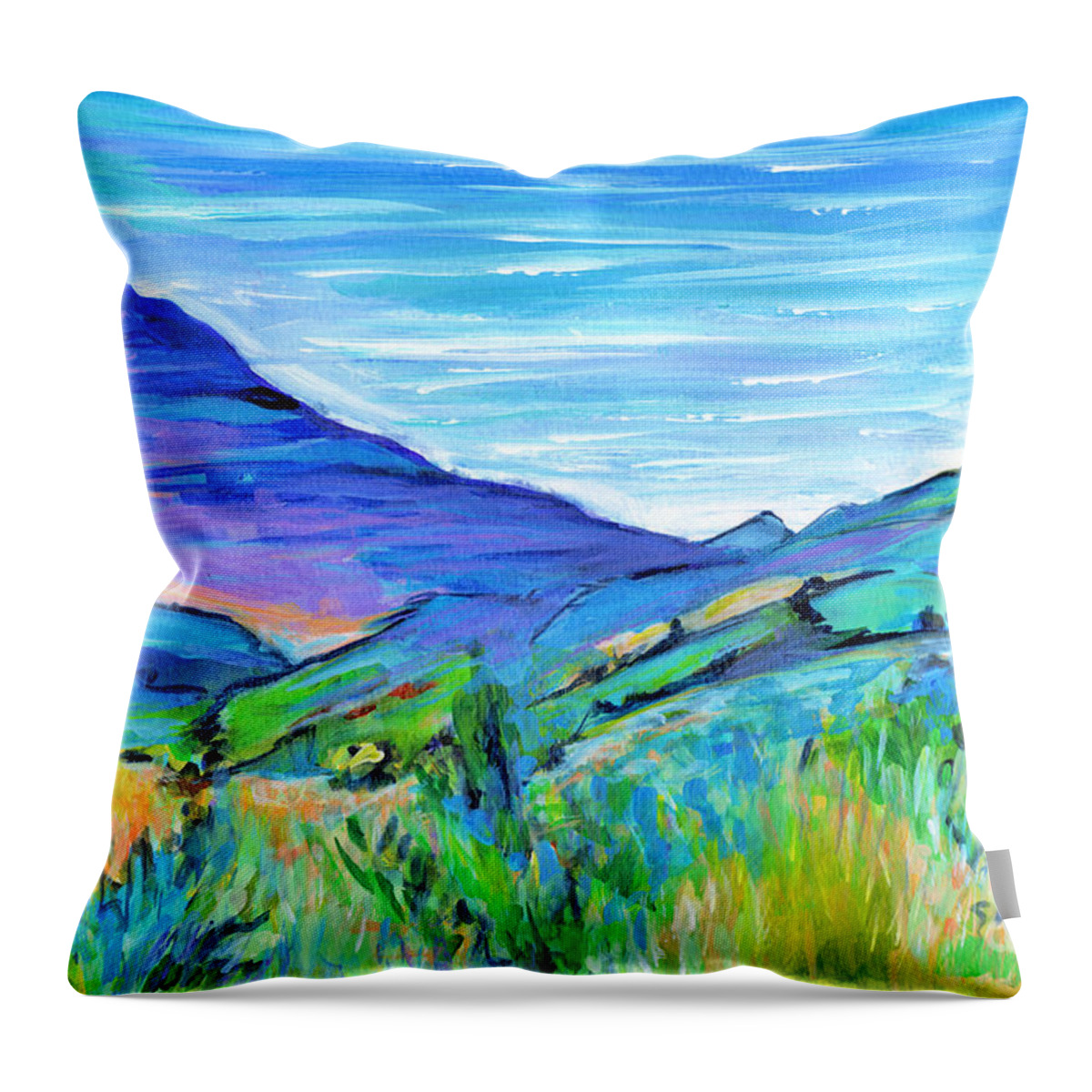 Contemporary Painting Throw Pillow featuring the painting Along The Blue Basin Scenic Highway by Tanya Filichkin