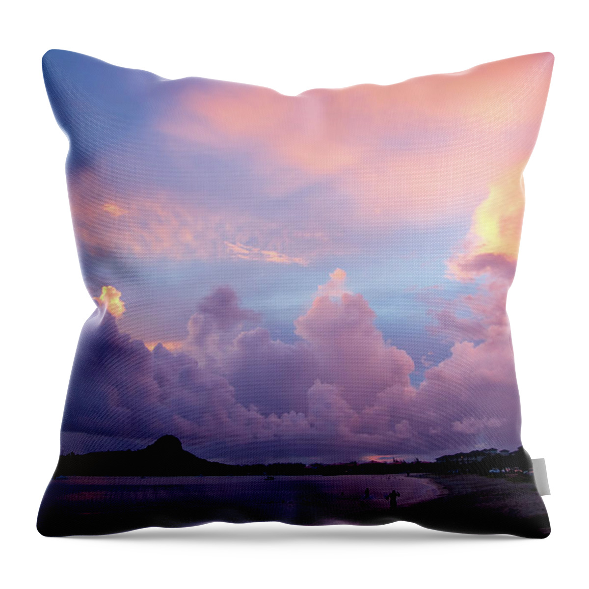 Headland Throw Pillow featuring the photograph Amazing Sunset On Exotic Caribbean Beach by Jaminwell
