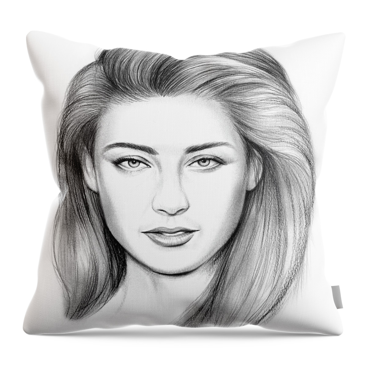 Sketch Throw Pillow featuring the drawing Amber Heard by Greg Joens
