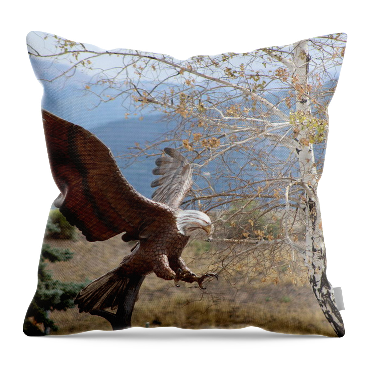 Eagle Throw Pillow featuring the photograph American Eagle in Autumn by Colleen Cornelius