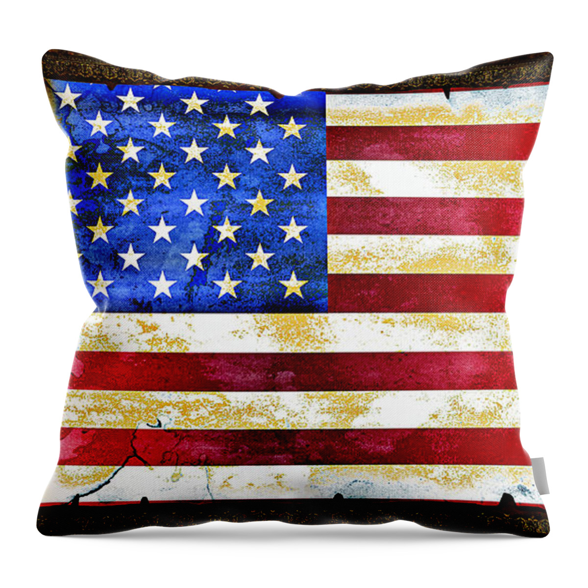 America Throw Pillow featuring the digital art USA Flag On Scroll by Michelle Liebenberg