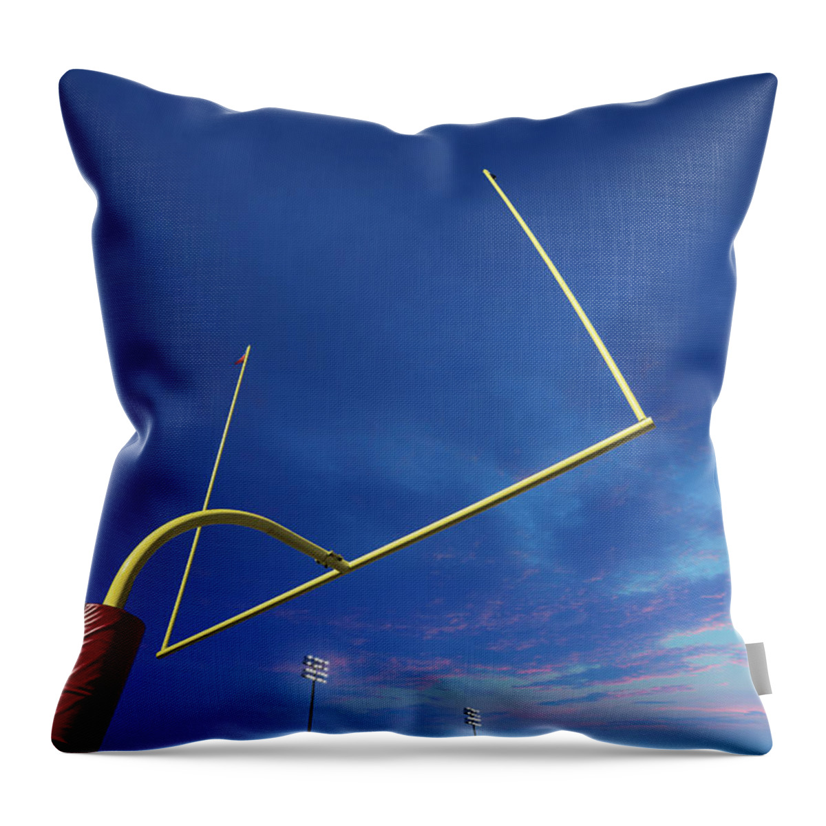 Goal Throw Pillow featuring the photograph American Football Goalpost At Sunset by David Madison
