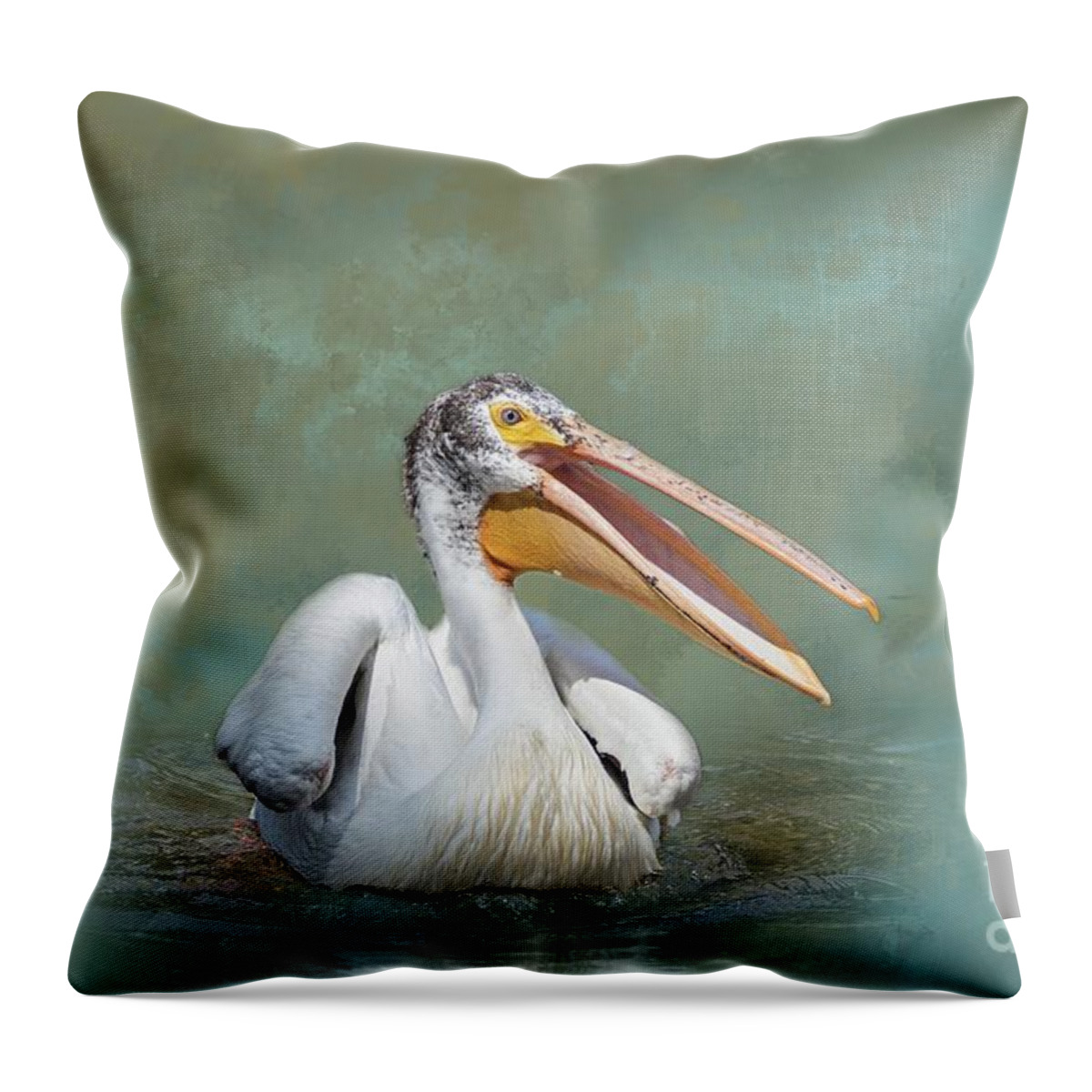 American White Pelican Throw Pillow featuring the photograph American White Pelican by Eva Lechner